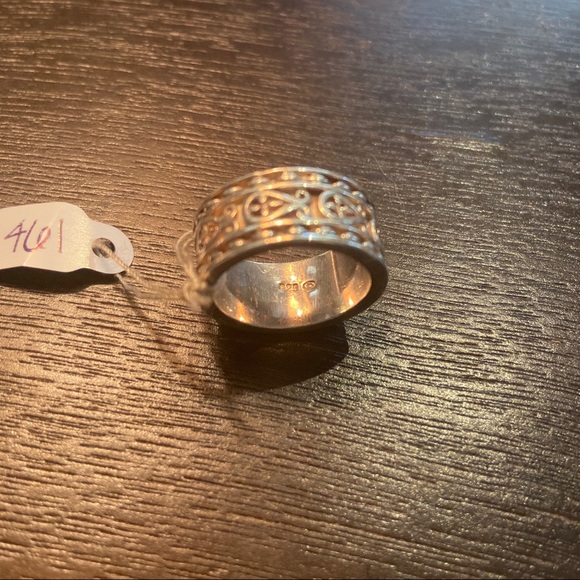 Intricate Engraved Wide Band 925 Sterling Silver Ring - Picture 2 of 5